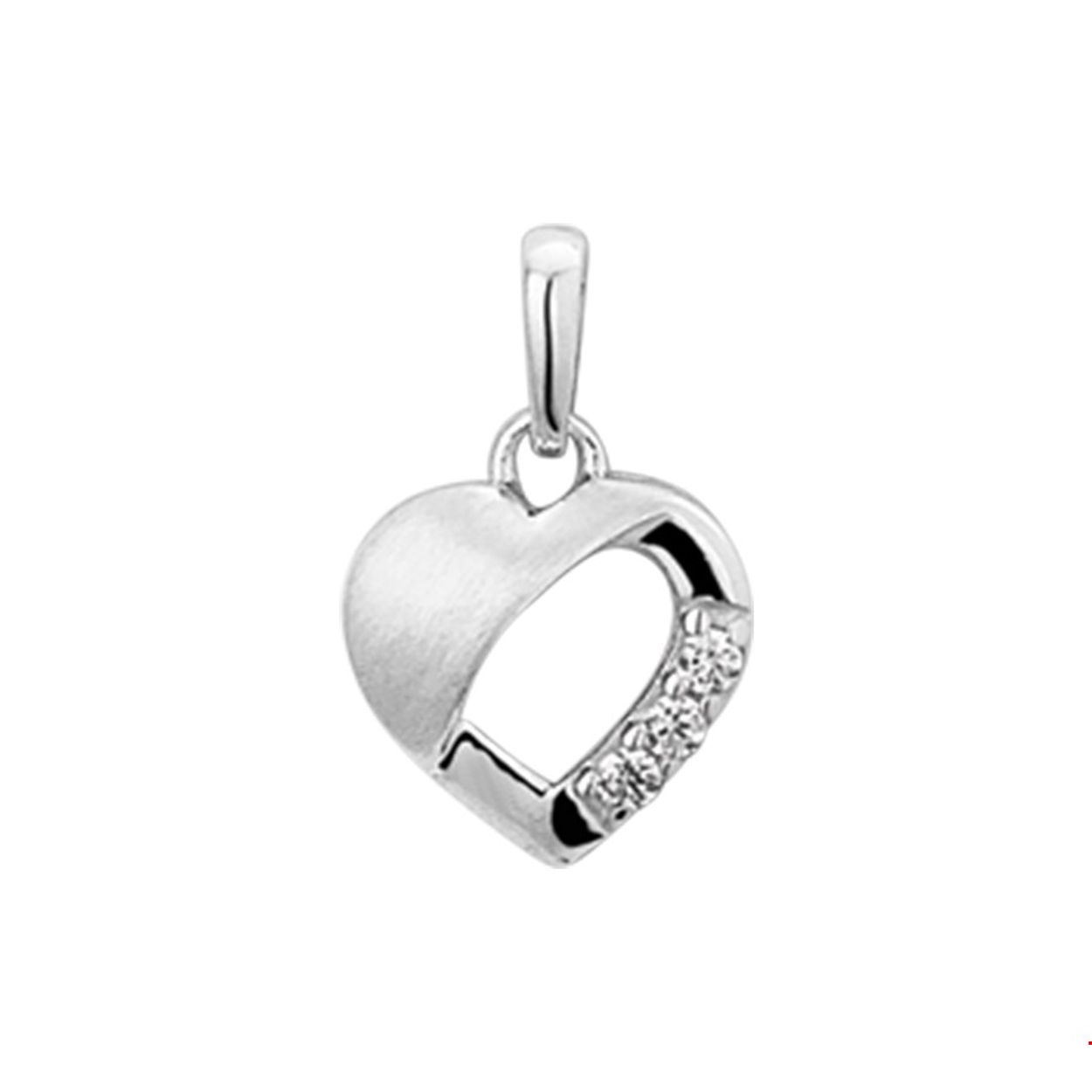 Zilveren hanger hart zirkonia