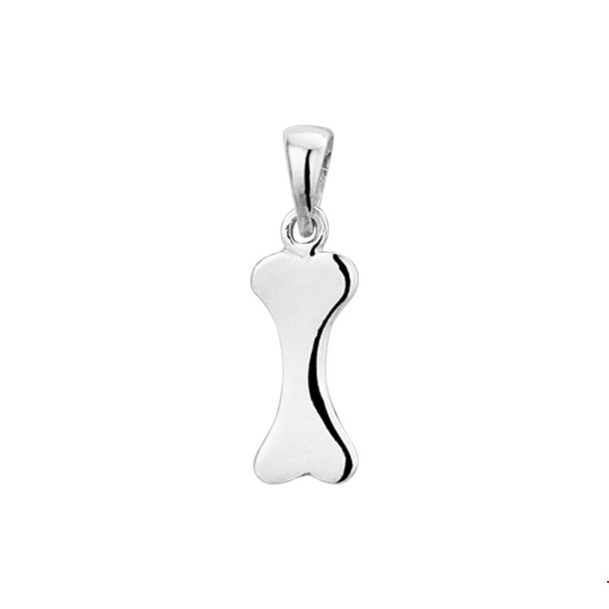 Beschrijving: Gerhodineerd zilveren hanger met een hondenbot. 
Doelgroep: unisex
Breedte: 6 mm
Hoogte: 15 mm