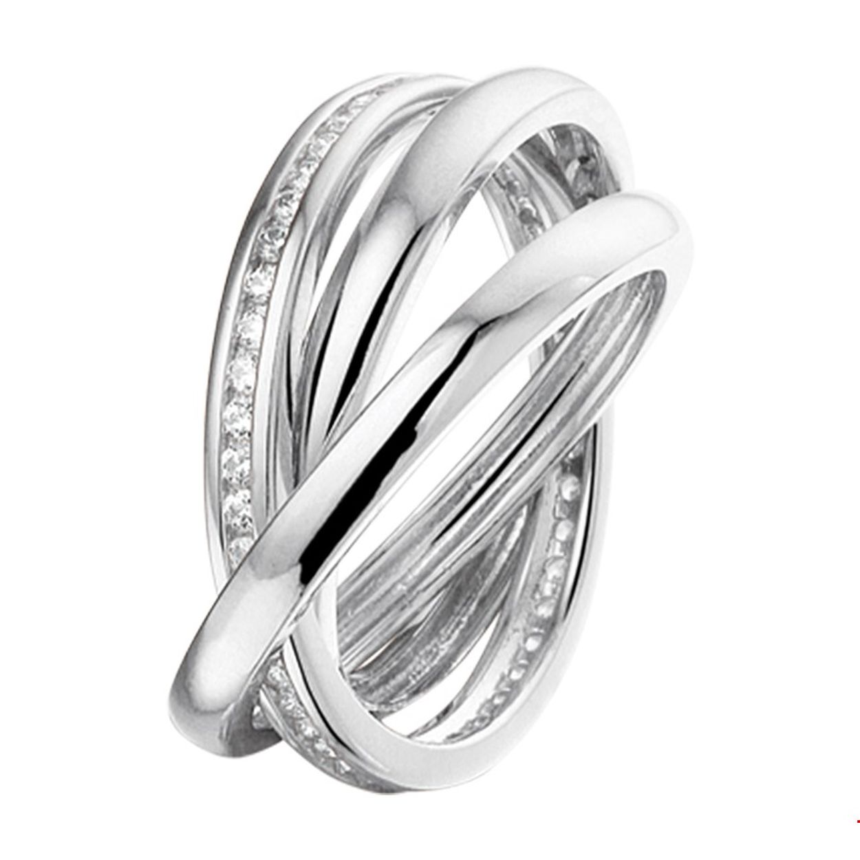 Beschrijving: Gerhodineerd zilveren 3-in-1 ringen met zirkonia. 
Uniekenummer serie: 34443
Verpakt per: 1
Doelgroep: dames
Ringmaat: 17.75 mm (56)
Breedte: 7.5 mm
Zetting: entourage (rail zetting)