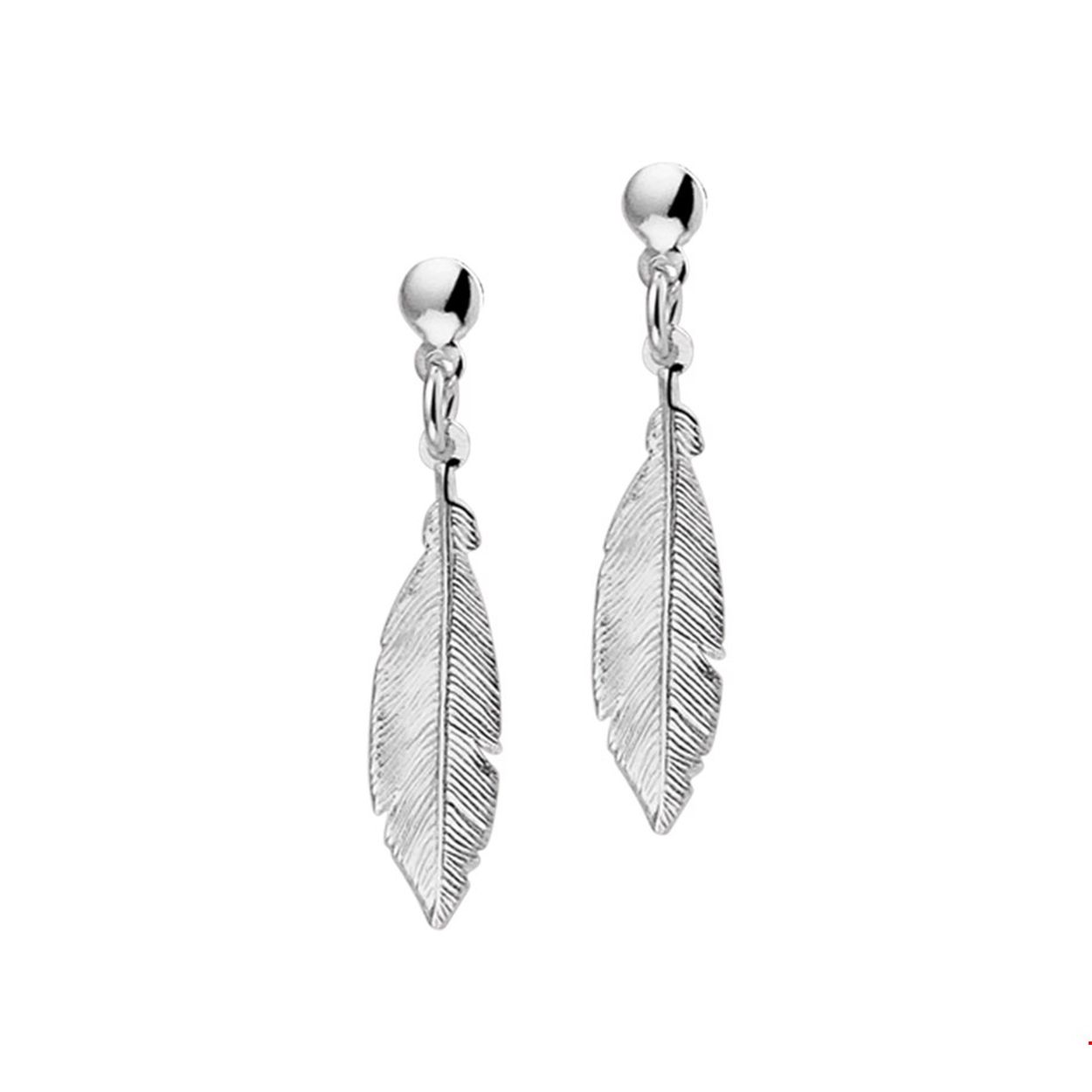 Beschrijving: Gerhodineerd zilveren oorhangers met een veer | Breedte: 5 mm | Hoogte: 28 mm