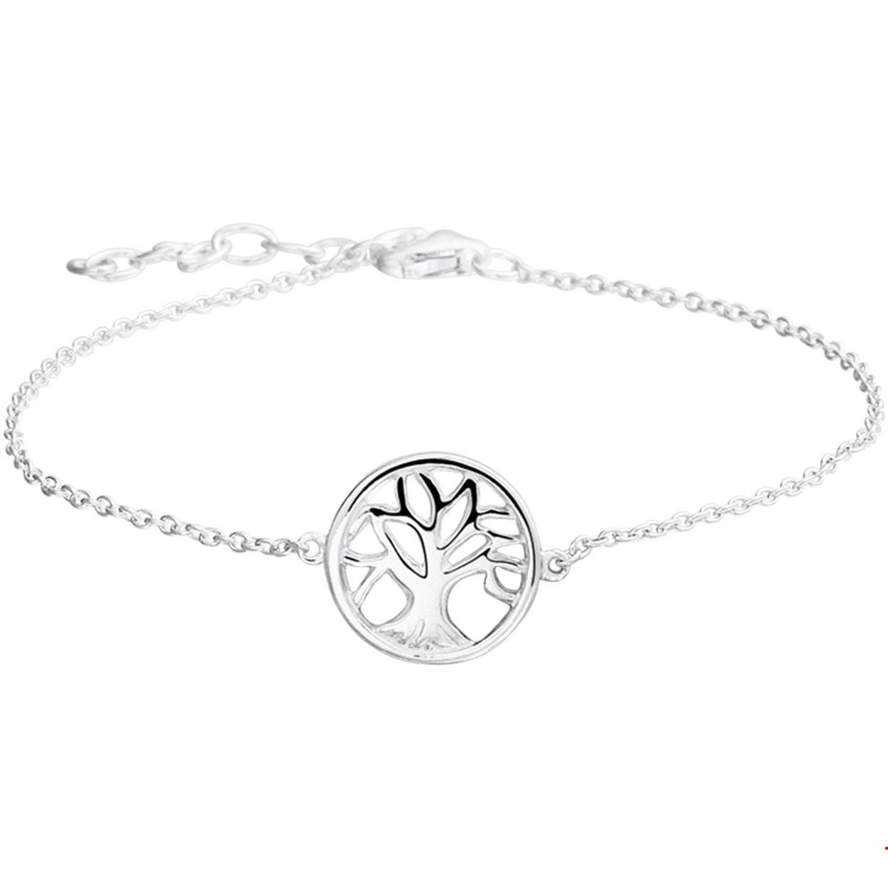 Beschrijving: Gerhodineerd zilveren armband met een levensboom. De lengte bedraagt 15.5cm met 2.5cm extensie. 
Verpakt per: 1
Doelgroep: dames
Breedte: 11.5 mm
Kortste lengte: 15.5 mm
Langste lengte: 18 mm