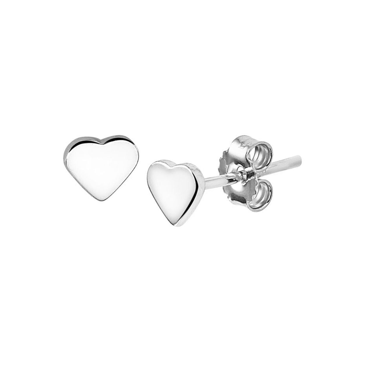 Beschrijving: Gerhodineerd zilveren oorknoppen met een hart ze hebben een afmeting van 4.5 mm x 5 mm. Door  het simplistische design allerdaags te dragen en tevens gemakkelijk te combineren met andere sieraden.
Doelgroep: dames
Breedte: 5 mm
Hoogte: 4.5 mm