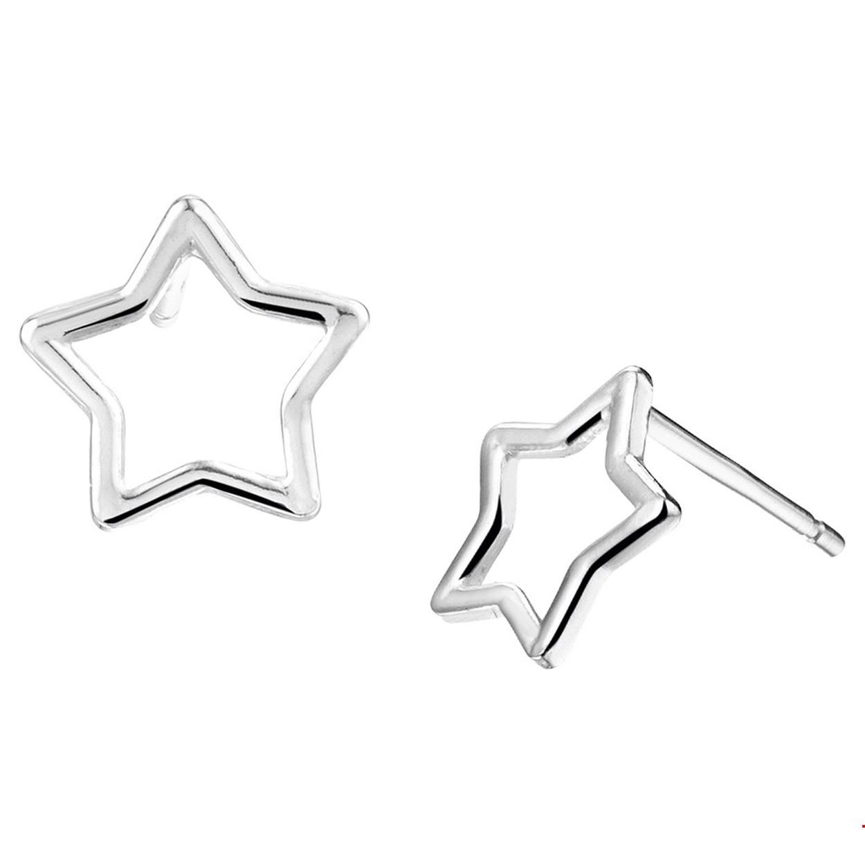 Gerhodineerd zilveren oorknoppen met een ster. De oorknoppen zijn onderdeel van een set. 
Doelgroep: dames
Breedte: 11 mm
Hoogte: 10.5 mm