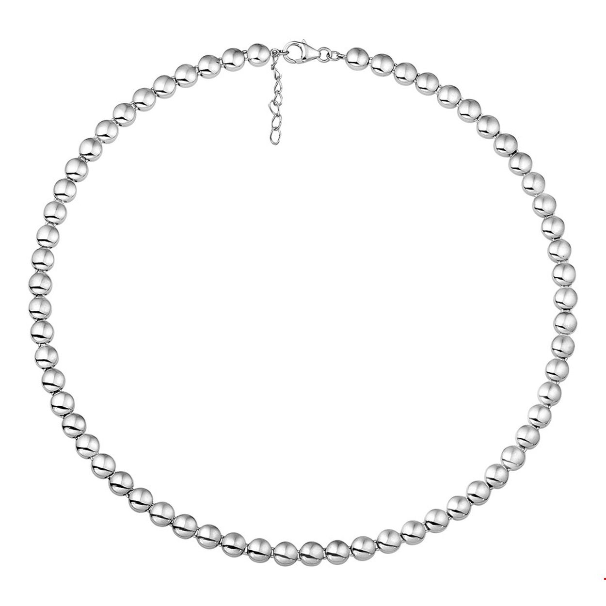 Beschrijving: Gerhodineerd zilveren choker collier.
Doelgroep: dames
Breedte: 6.5 mm
Kortste lengte: 42 cm
Langste lengte: 45 cm