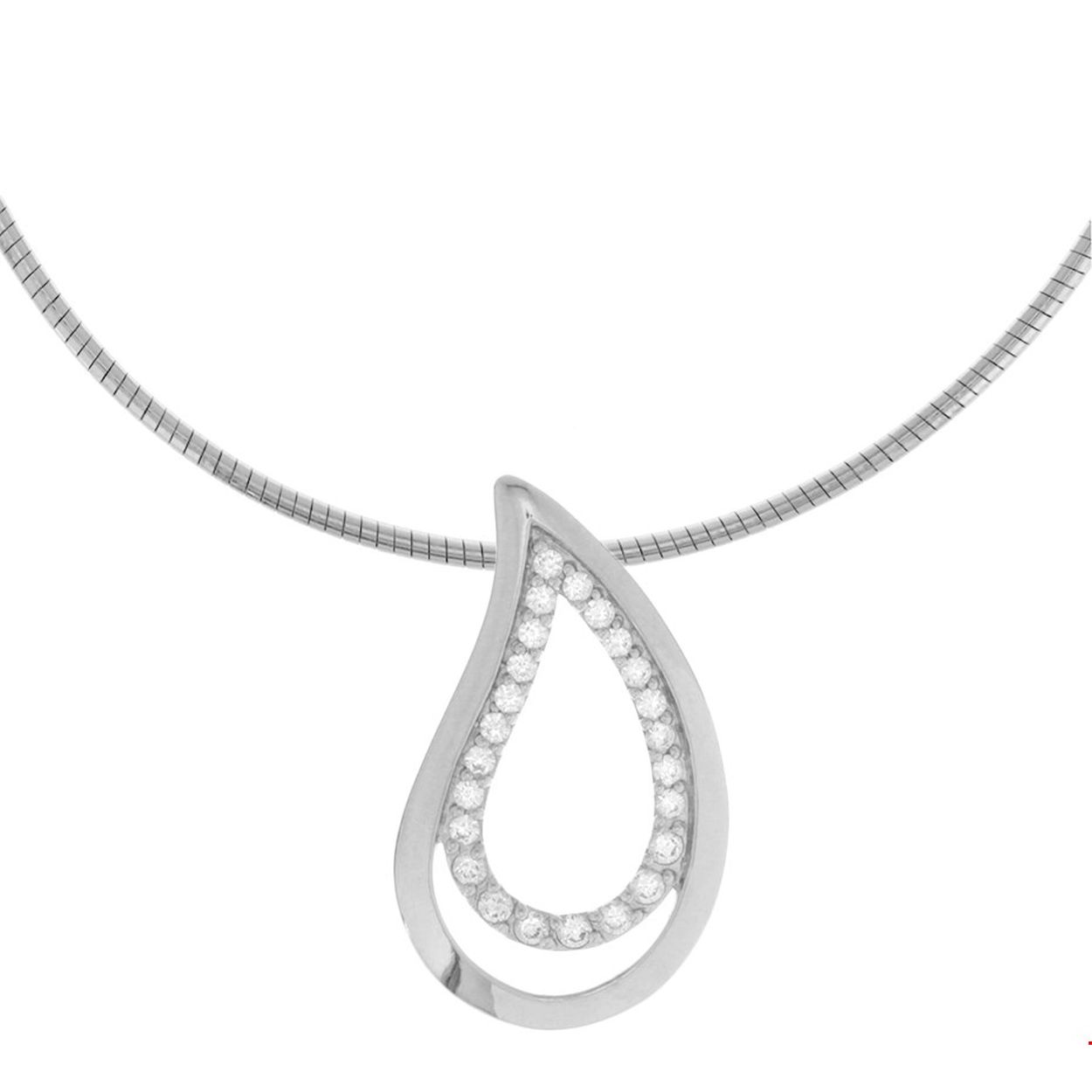 Beschrijving: Gerhodineerd zilveren collier met zirkonia.
Verpakt per: 1
Doelgroep: dames
Breedte: 19 mm
Langste lengte: 45 mm
Hoogte: 32 mm
Zetting: entourage (rijzetting)