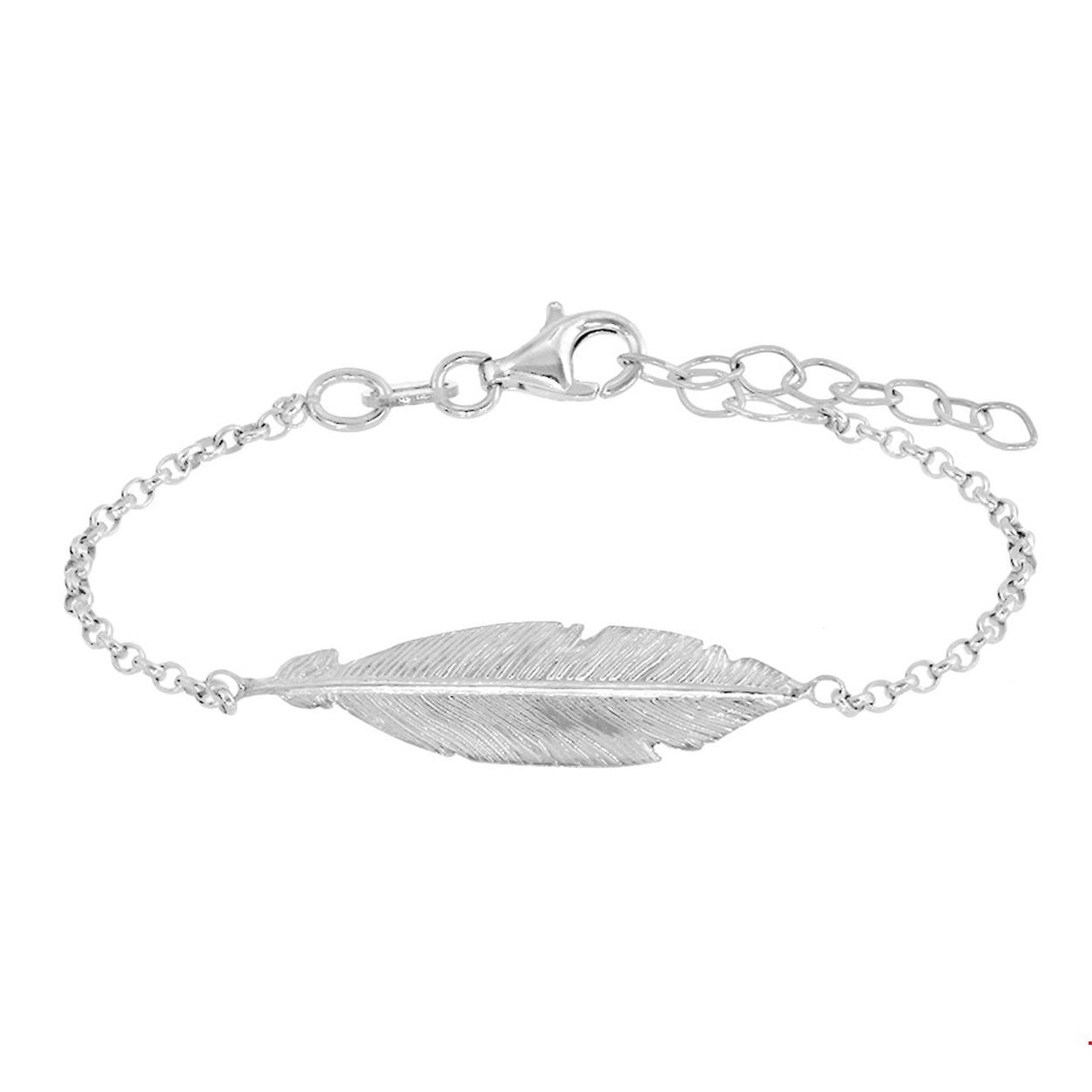 Beschrijving: Gerhodineerd zilveren armband met een veer. De lengte bedraagt 13cm met 3cm extensie en de schakelbreedte is 1.5mm.
Verpakt per: 1
Doelgroep: dames
Breedte: 32.5 mm
Kortste lengte: 13 mm
Langste lengte: 16 mm
Hoogte: 7.5 mm