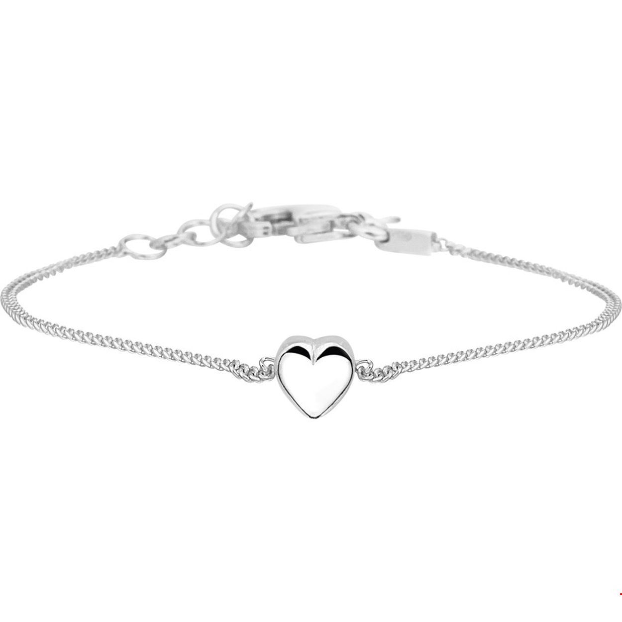 Gerhodineerd zilveren armband met een hartje.