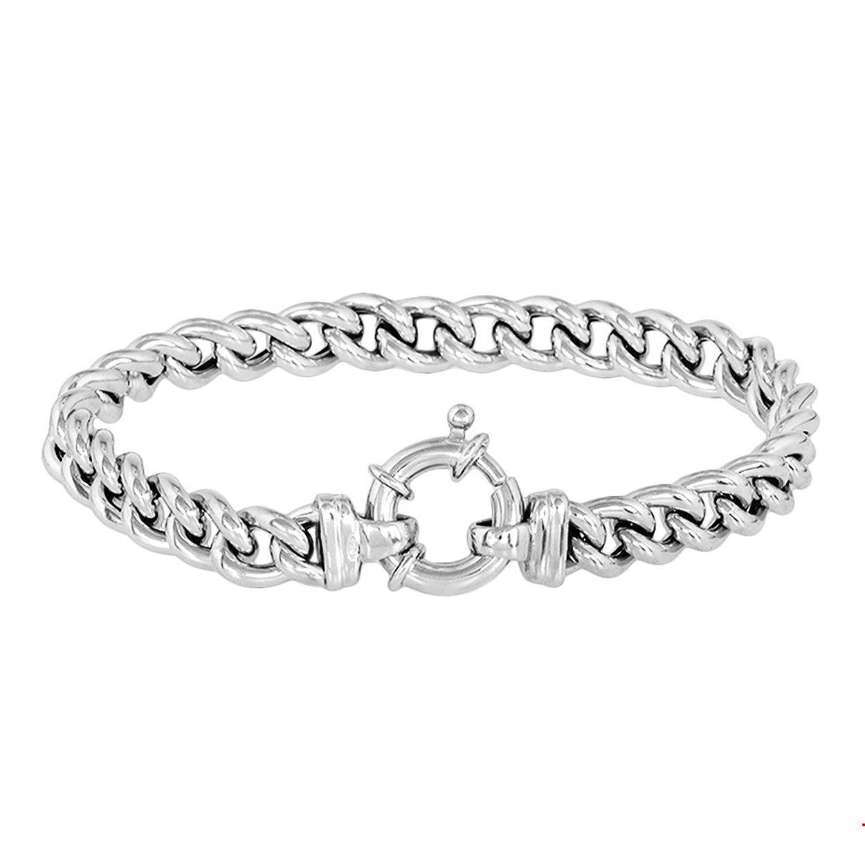 Zilveren armband met gourmet schakel de armband is 19 cm lang heeft een schakelbreedte van 9 mm en is uitgevoerd met een grote sluiting. Deze armband is te combineren met een bijpassend collier met gourmet schakel van 45 cm en tevens een schakelbreedte van 7.5 mm.
Doelgroep: dames
Breedte: 7.5 mm
Langste lengte: 19 cm