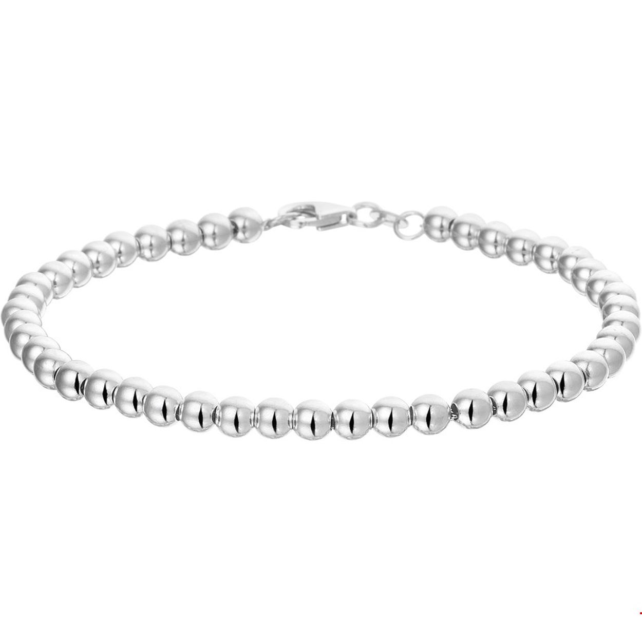 Beschrijving: Gerhodineerd zilveren armband met bolletjes.

Breedte: 4 mm
Langste lengte: 19 mm