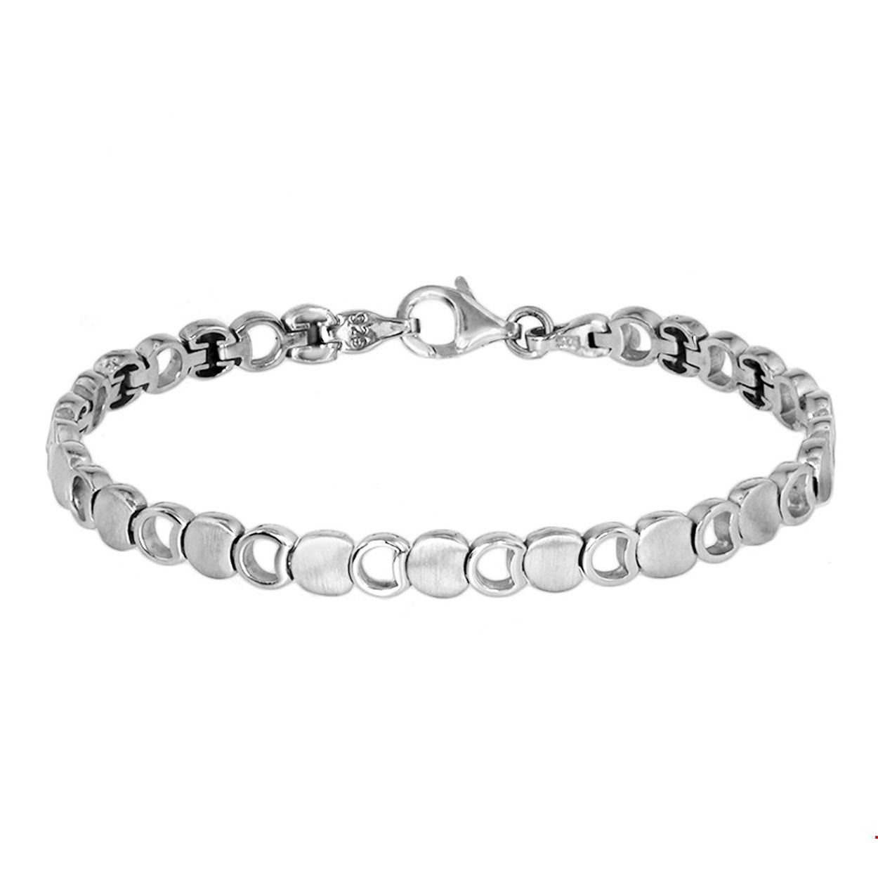 Gerhodineerd zilveren armband. 
Breedte: 6 mm Langste lengte: 19 cm