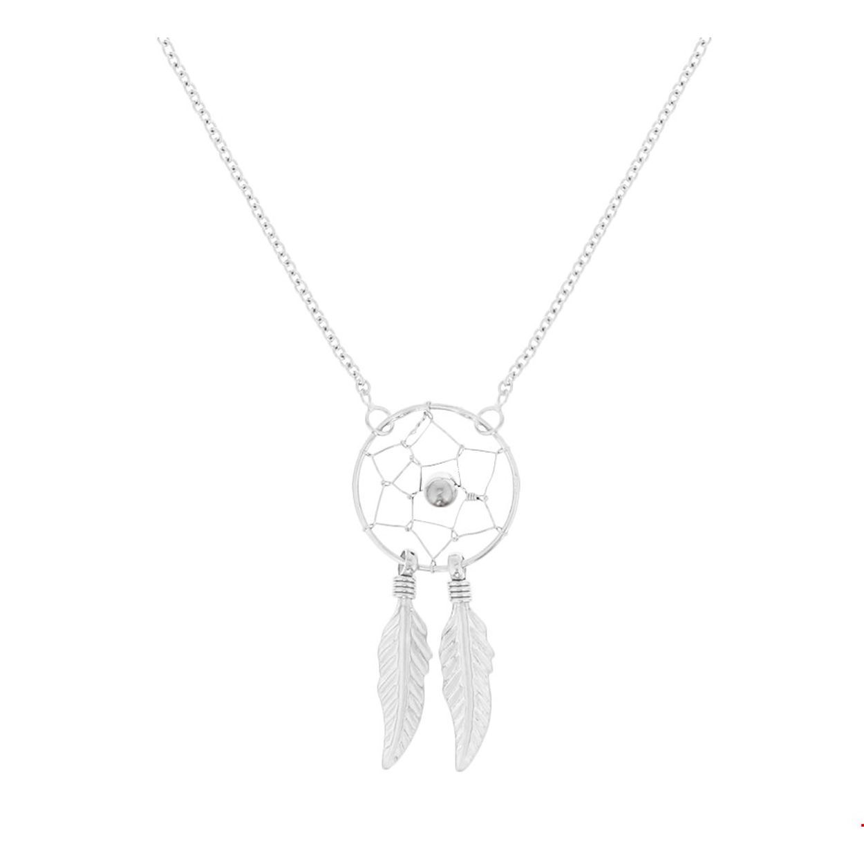 Droomvangers de trend van NU! Deze trendy gerhodineerd zilveren droomvanger collier met anker schakel heeft een lengte van 41 cm met een 4 cm extensie. De droomvanger heeft een afmeting van 3.4 cm x 15 mm. Dit collier kan gecombineerd worden met bijpassende droomvanger sieraden. Ben je helemaal van het hier en nu? dan kunnen deze trendy oorhangers niet ontbreken in je sieraden stash!