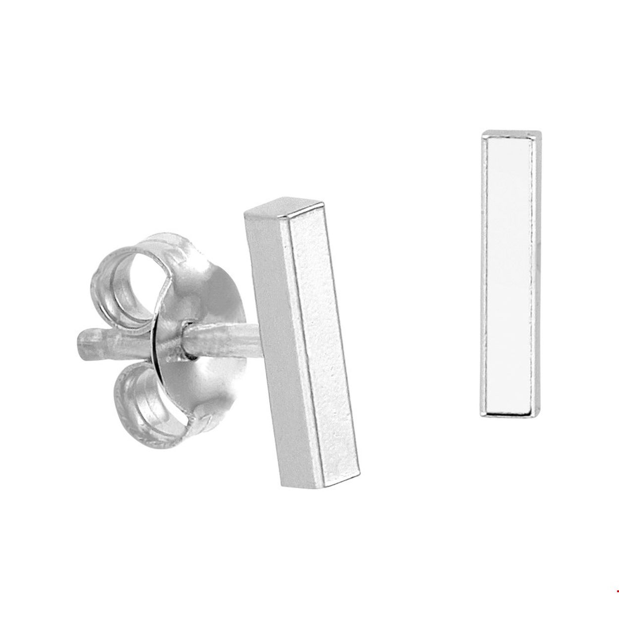 Zilver oorstekers balkje 8x2mm 
Doelgroep: dames
Breedte: 2 mm
Hoogte: 8 mm