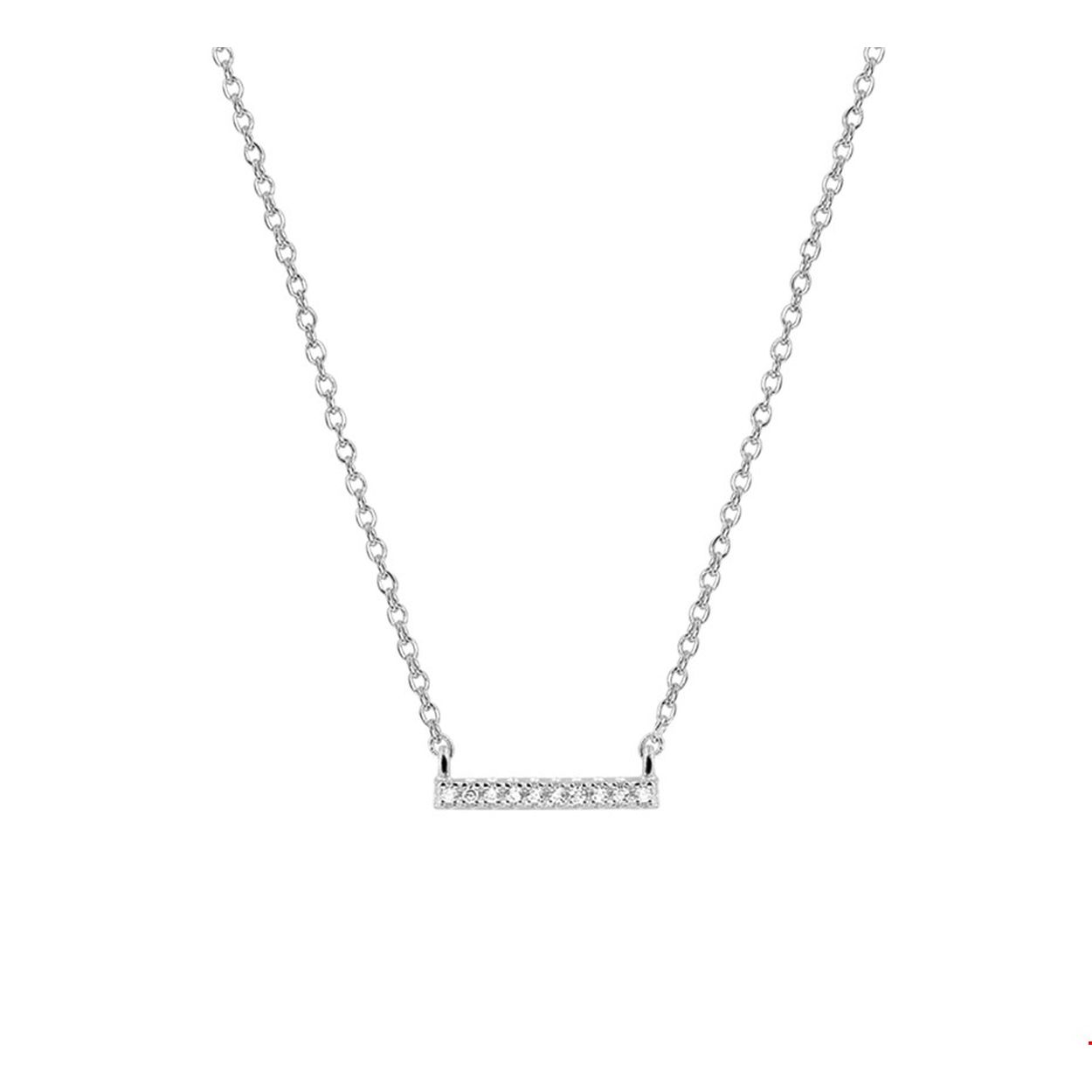 Beschrijving: Gerhodineerd zilveren collier met zirkonia. De lengte bedraagt 41cm met 4cm extensie en de schakelbreedte is 1.2mm.
Doelgroep: dames
Breedte: 12 mm
Kortste lengte: 41 mm
Langste lengte: 45 mm
Hoogte: 3 mm
Zetting: alliance (rijzetting)
