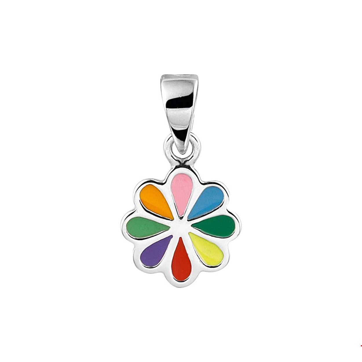 Beschrijving: Super leuk kleurrijk gerhodineerd zilveren bloem hanger uitgevoerd met verschillende kleuren emaille. 
De hanger heeft een diameter van 8.5mm. U kunt deze hanger combineren met bijpassende sieraden of een collier uit onze collectie. 
Tip: Leuk om kado te geven kleurrijk en schattig wat zal ze stralen!
Doelgroep: kinderen
Breedte: 8.5 mm