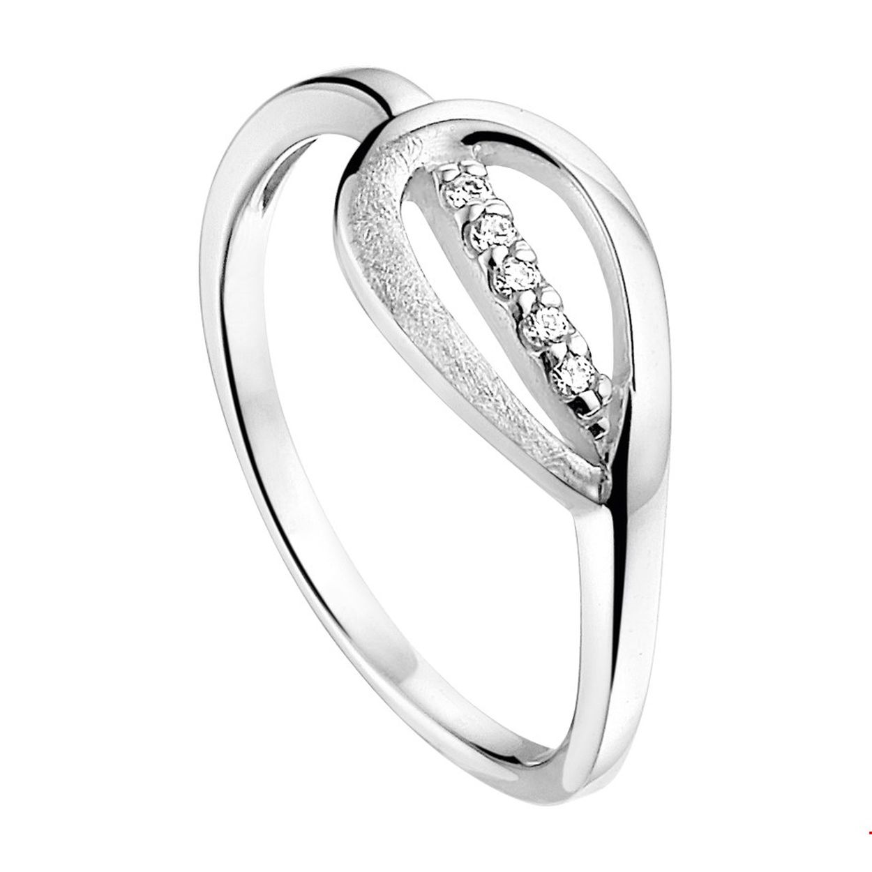 Gerhodineerd zilveren ring met zirkonia.