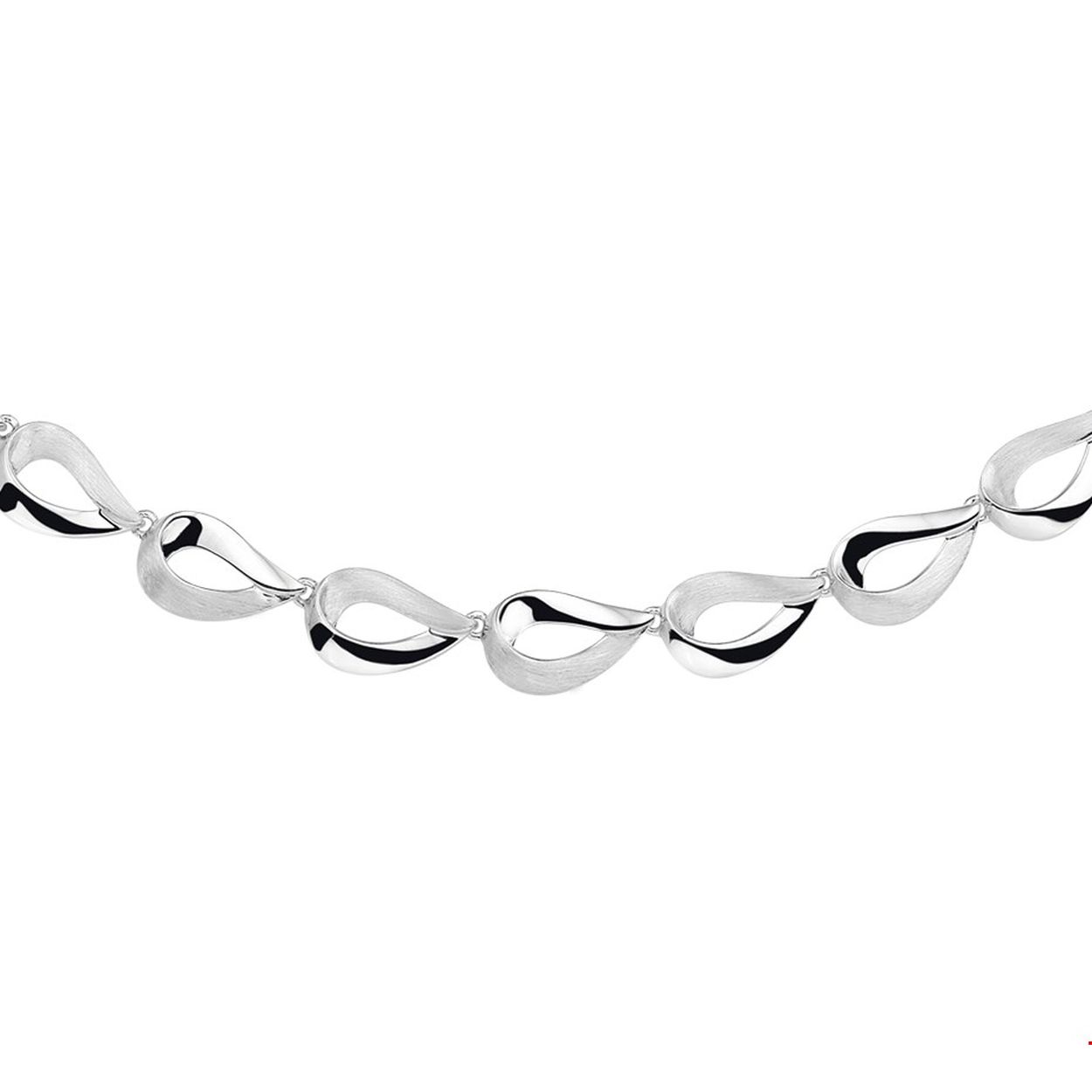 Zilveren fantasieschakel verstelbaar damescollier

- 1e gehalte zilver gerhodineerd
- Breedte: 9 mm
- Kortste lengte: 42 cm
- Langste lengte: 46 cm