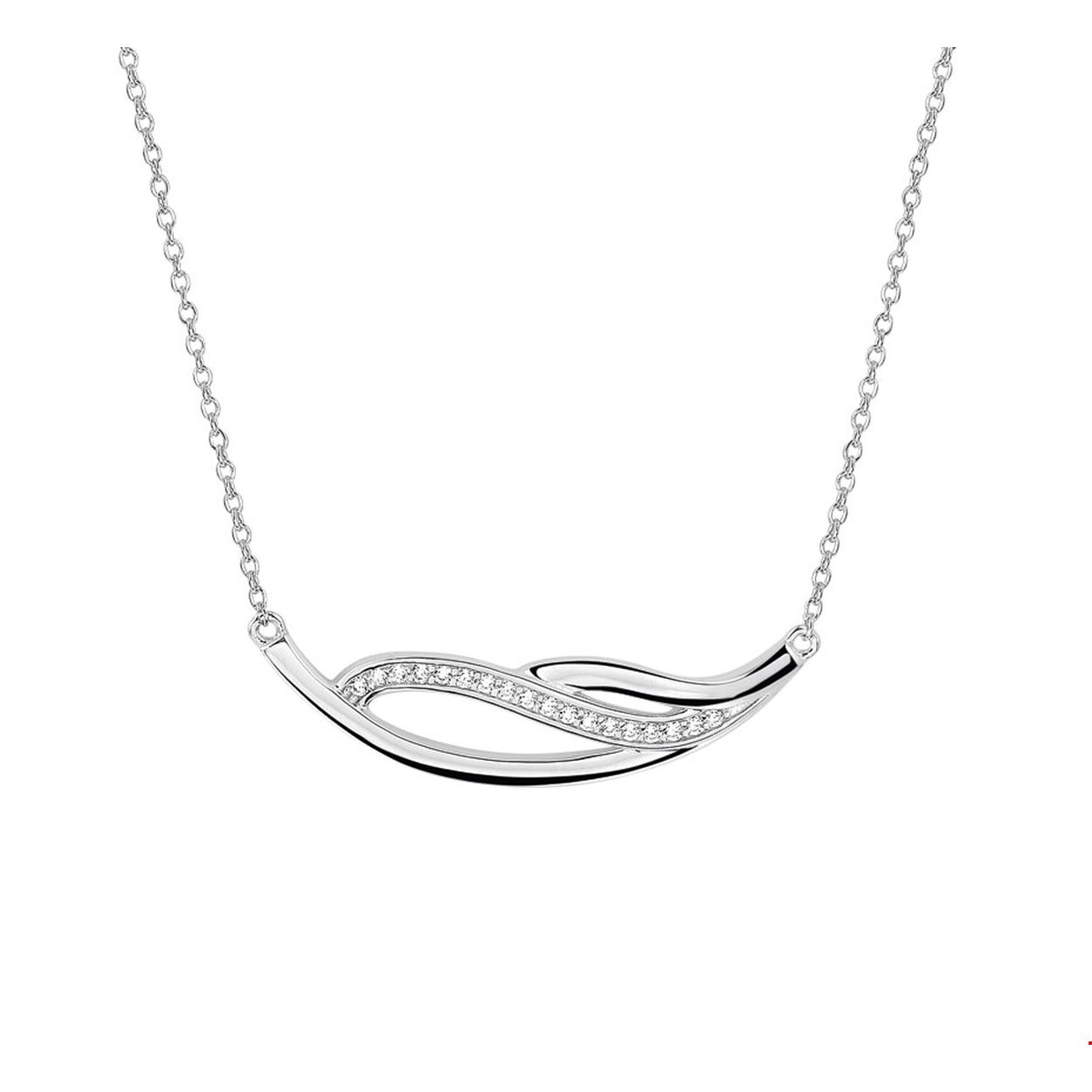 Gerhodineerd zilveren collier met zirkonia. De lengte bedraagt 41cm met 4cm extensie en de schakelbreedte is 1.3mm.
Breedte: 33.5 mm
Kortste lengte: 41 mm
Langste lengte: 45 mm
Hoogte: 10 mm