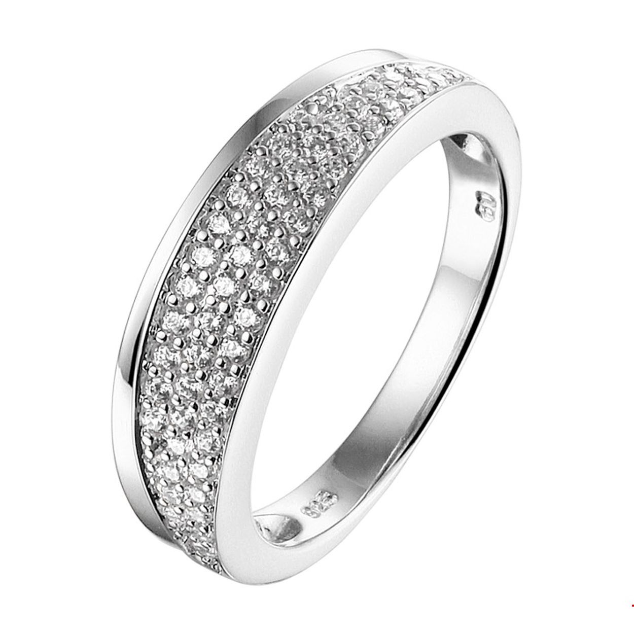 925 zilveren dames ring paveé gezet met zirkonia's.