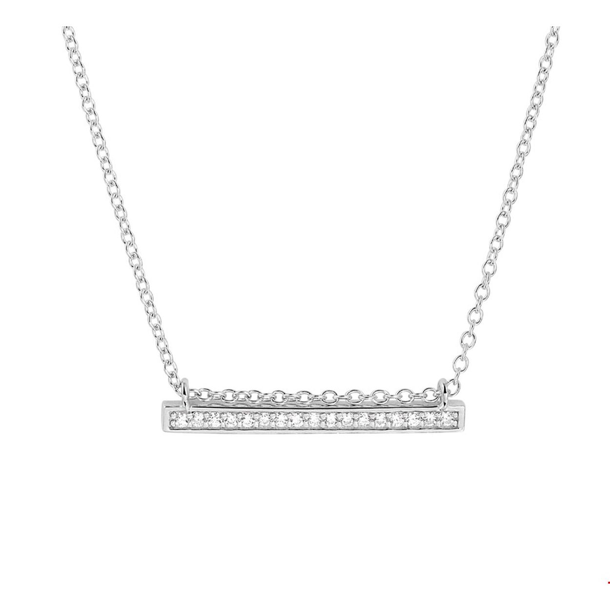 Gerhodineerd zilveren collier met zirkonia. De lengte bedraagt 41cm met 4cm extensie en de schakelbreedte is 1.3mm.
Doelgroep: dames
Breedte: 24 mm
Kortste lengte: 41 mm
Langste lengte: 44 mm
Hoogte: 4 mm
Zetting: alliance (rijzetting)