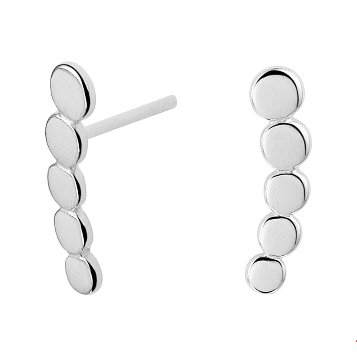 Zilveren gerhodineerde oorknoppen met 5 ronden plaatjes
Breedte: 4 mm Hoogte: 14.5 mm
