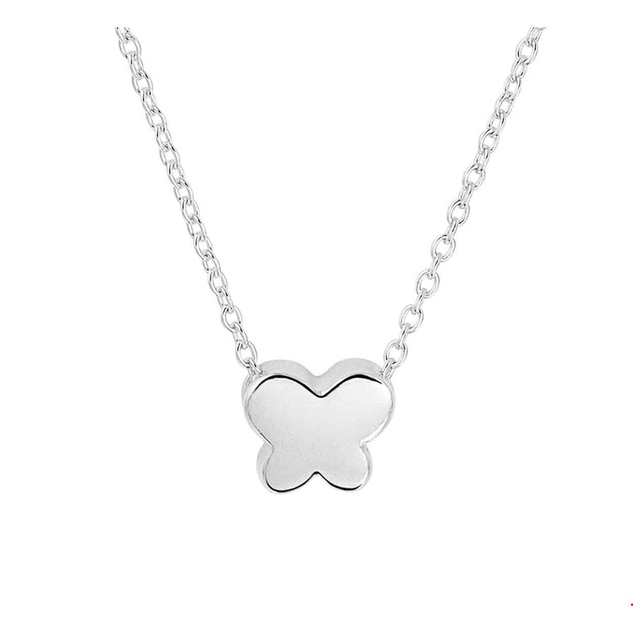Beschrijving: Gerhodineerd zilveren collier met een vlinder. De lengte bedraagt 36cm met 4cm extensie en de schakelbreedte is 1.2mm. 
Verpakt per: 1
Doelgroep: kinderen
Breedte: 8 mm
Kortste lengte: 36 mm
Langste lengte: 40 mm