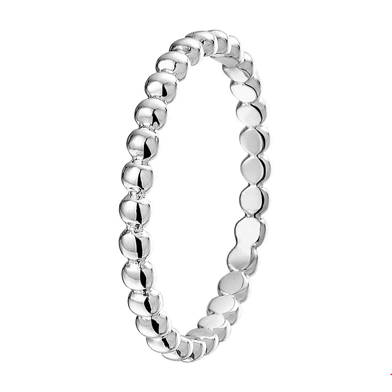 Trendy gerhodineerd zilveren ring uitgevoerd in een poli afwerking en halve bolletjes. De ring heeft een breedte van 2.1mm en is verkrijgbaar in verschillende maten. De trendy ring is door zijn simplistische model perfect te combineren met andere sieraden uit onze collectie of uit je eigen stash!. 
INFO: Gerhodineerd zilver is door de rhodiumlaag beter bestand tegen verkleuren en krassen. 
Doelgroep: meisjes
Ringmaat: 14.50 mm (46)
Breedte: 2.1 mm