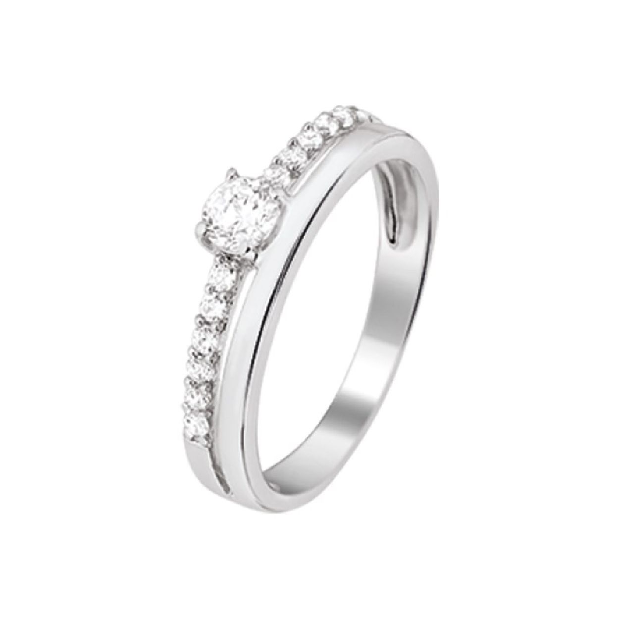 De ring is gemaakt van gerhodineerd zilver en is zilverkleurig. Het is een sieraad voor dames.