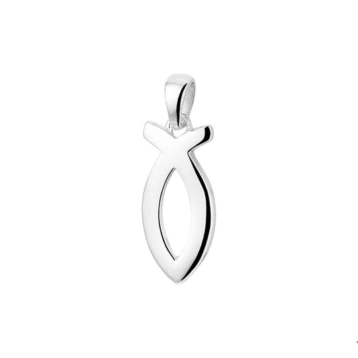 Beschrijving: Gerhodineerd zilveren Ichtus visje hanger met een poli afwerking. 
Doelgroep: unisex
Breedte: 8 mm
Hoogte: 17.5 mm