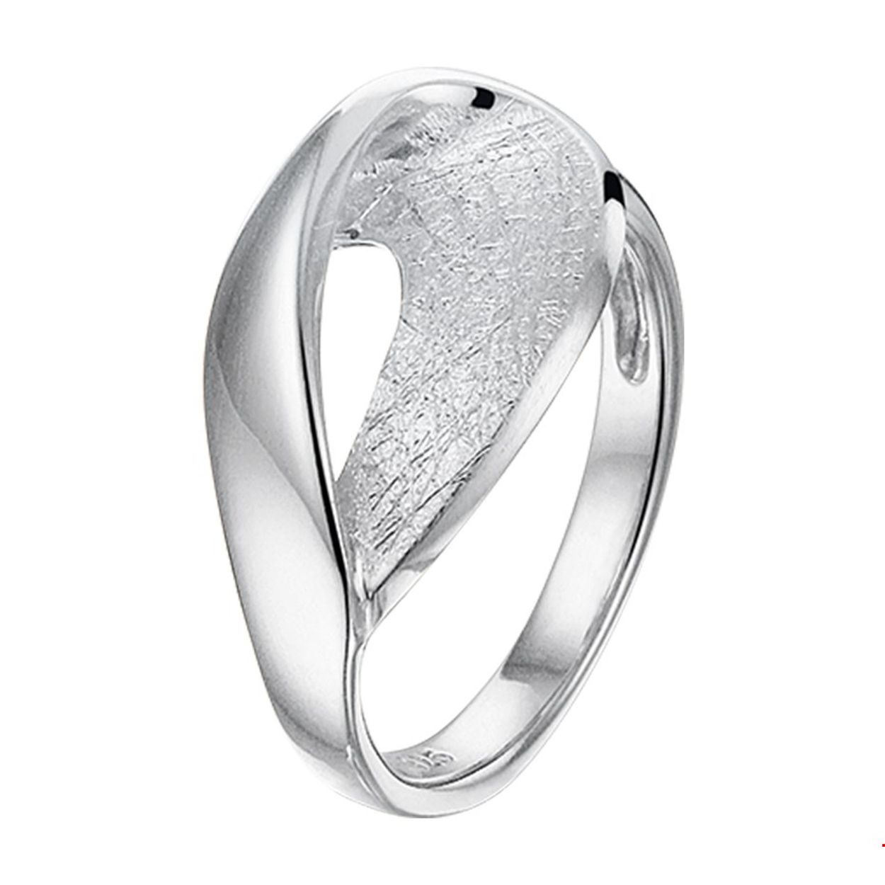 Zilveren ring met een combinatie van glas en mat.