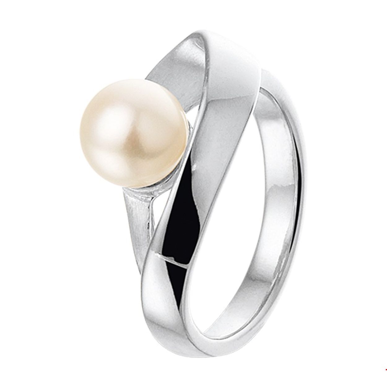 Chique klassiek gerhodineerd zilveren zoetwaterparel ring in poli/mat uitvoering. De ring heeft een breedte van 9mm en een parel van 7mm in diameter. De ring is perfect te combineren met bijpassende sieraden uit onze collectie. Info: Gerhodineerd zilver is door de rhodiumlaag beter bestand tegen verkleuren en krassen.