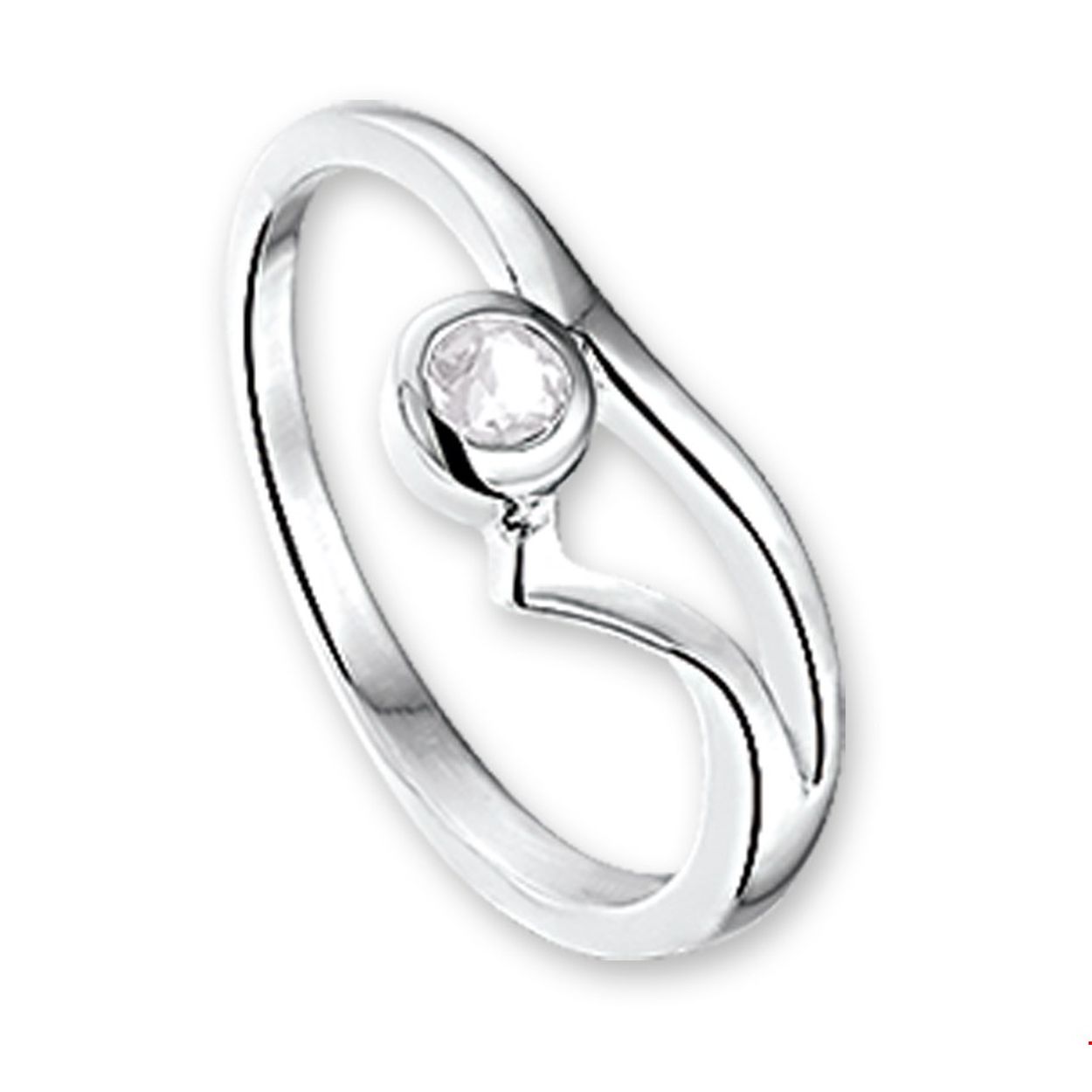 Gerhodineerd zilveren ring van 6.8mm breed en uitgevoerd met een briljant geslepen zirkonia in een zetkas in een leuk design. De ring is verkrijgbaar in verschillende maten. Tip: Door het design is deze ring gemakkelijk te combineren met andere sieraden uit onze collectie of uit je eigen stash!. INFO: Gerhodineerd zilver is door de rhodiumlaag beter bestand tegen verkleuren en krassen.