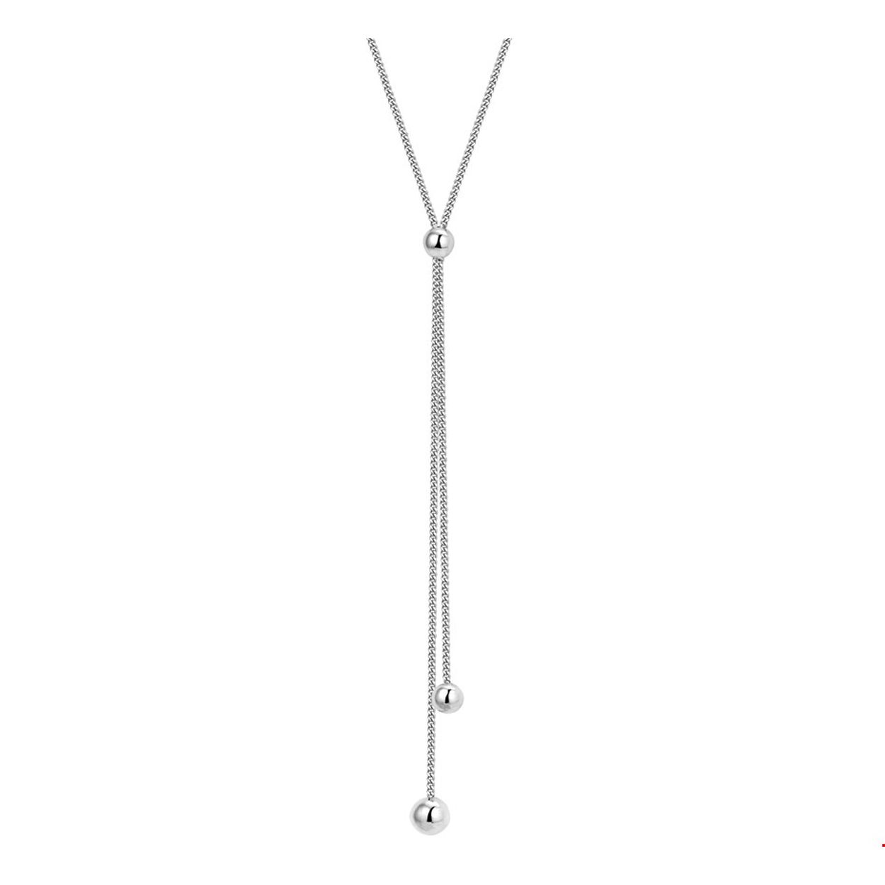 Beschrijving: Trendy gerhodineerd zilveren collier uitgevoerd met een 1mm breed gourmet schakel van 45cm en een extensie van 5cm  met 3 bolletjes met een diameter van 4 en 5mm. Dit collier is te combineren met bijpassende sieraden uit onze collectie. INFO: Gerhodineerd zilver is door de rhodiumlaag beter bestand tegen verkleuren en krassen. 
Verpakt per: 1
Doelgroep: dames
Kortste lengte: 45 mm
Langste lengte: 50 mm