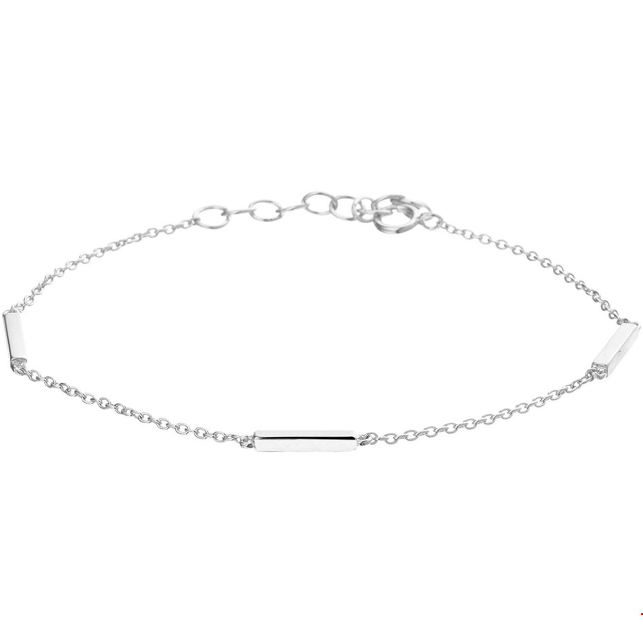 Trendy zilver gerhodineerd anker armband met balkjes in een poli uitvoering. De armband heeft een lengte van 16 cm met een extensie 3cm en de schakelbreedte is 1.2mm. Ben je helemaal van het hier en nu hou je van trendy sieraden dan kan deze armband met balkjes niet missen in je stash!. Tip: Perfect te combineren met bijpassende sieraden uit onze collectie. Info: Gerhodineerd zilver is door de rhodiumlaag beter bestand tegen verkleuren en krassen.