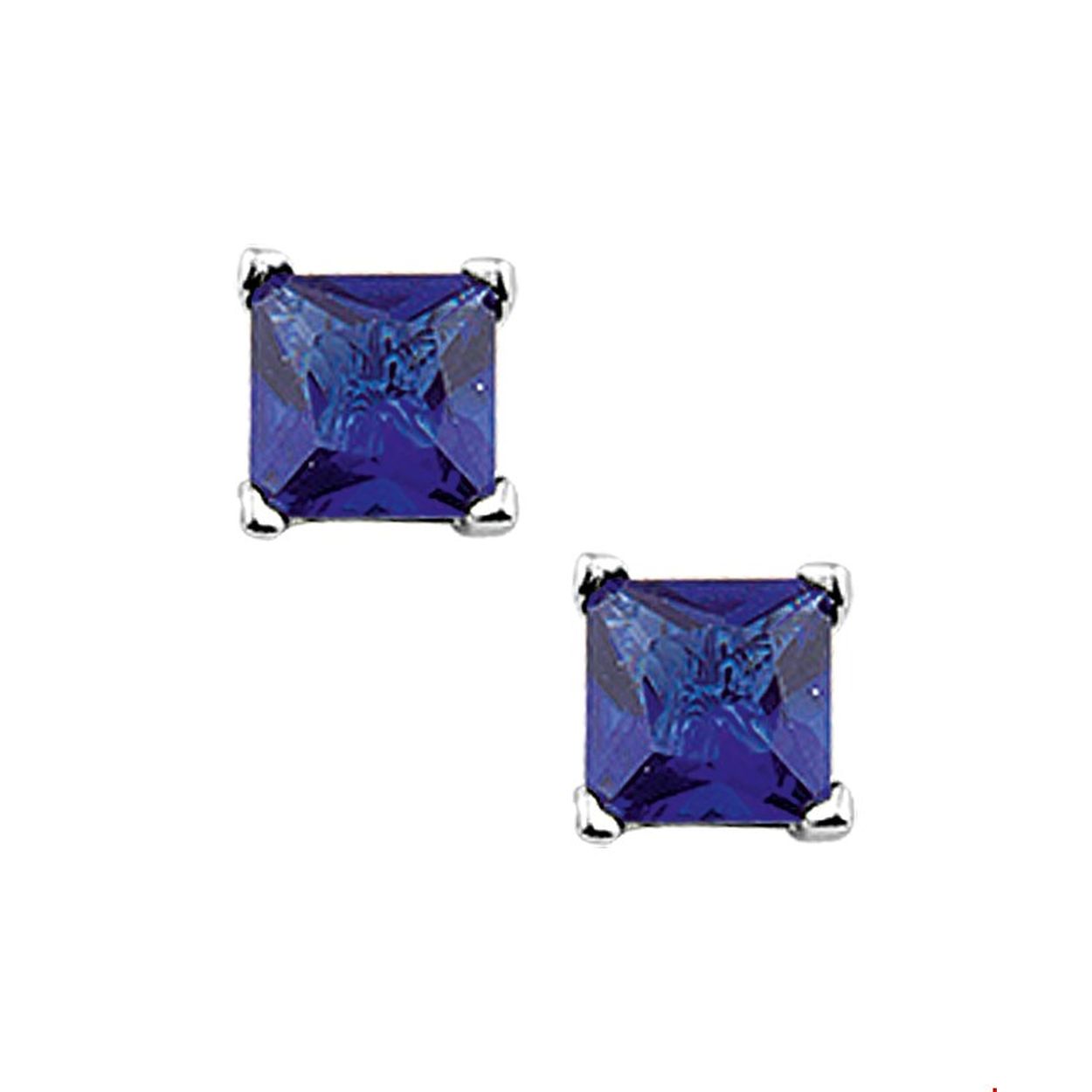Gerhodineerd zilveren oorknoppen met blauw zirkonia.