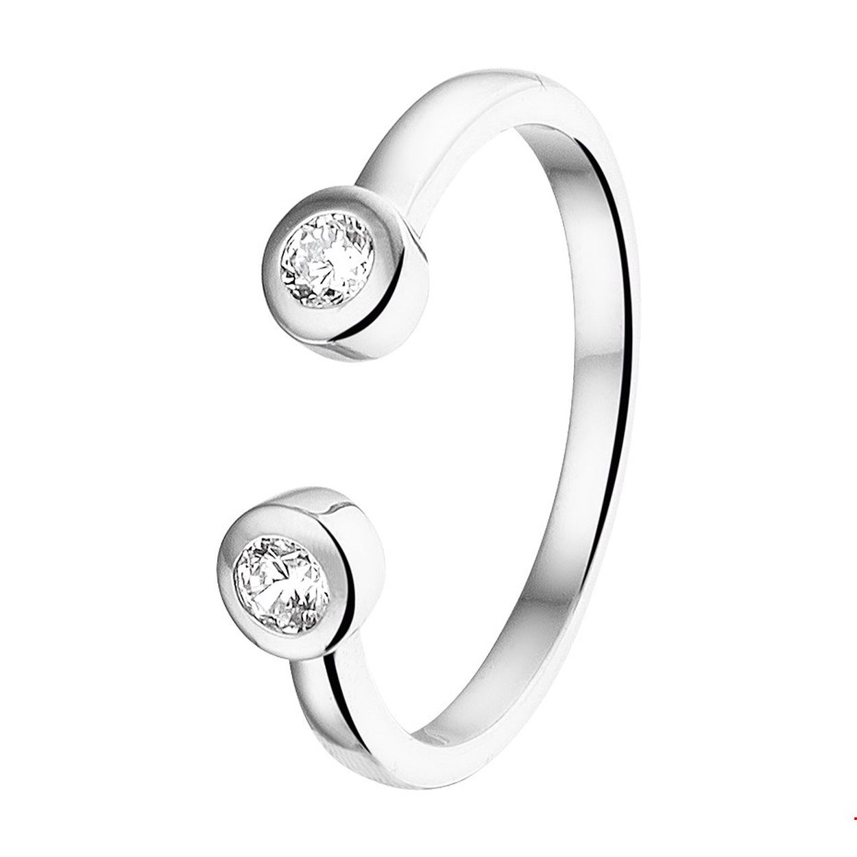 Gerhodineerd zilveren ring met een breedte van 4.5mm en uitgevoerd twee briljant geslepen zirkonia in een stevige zetkast. Tip: Combineer deze ring met sieraden uit onze collectie en maak zo zelf de perfecte set op maat gemaakt door jouzelf! INFO: Gerhodineerd zilver is door de rhodiumlaag beter bestand tegen verkleuren en krassen.

Ringmaat: 17.75 mm (56)
Breedte: 4.5 mm
Zetting: solitaire (kastzetting)