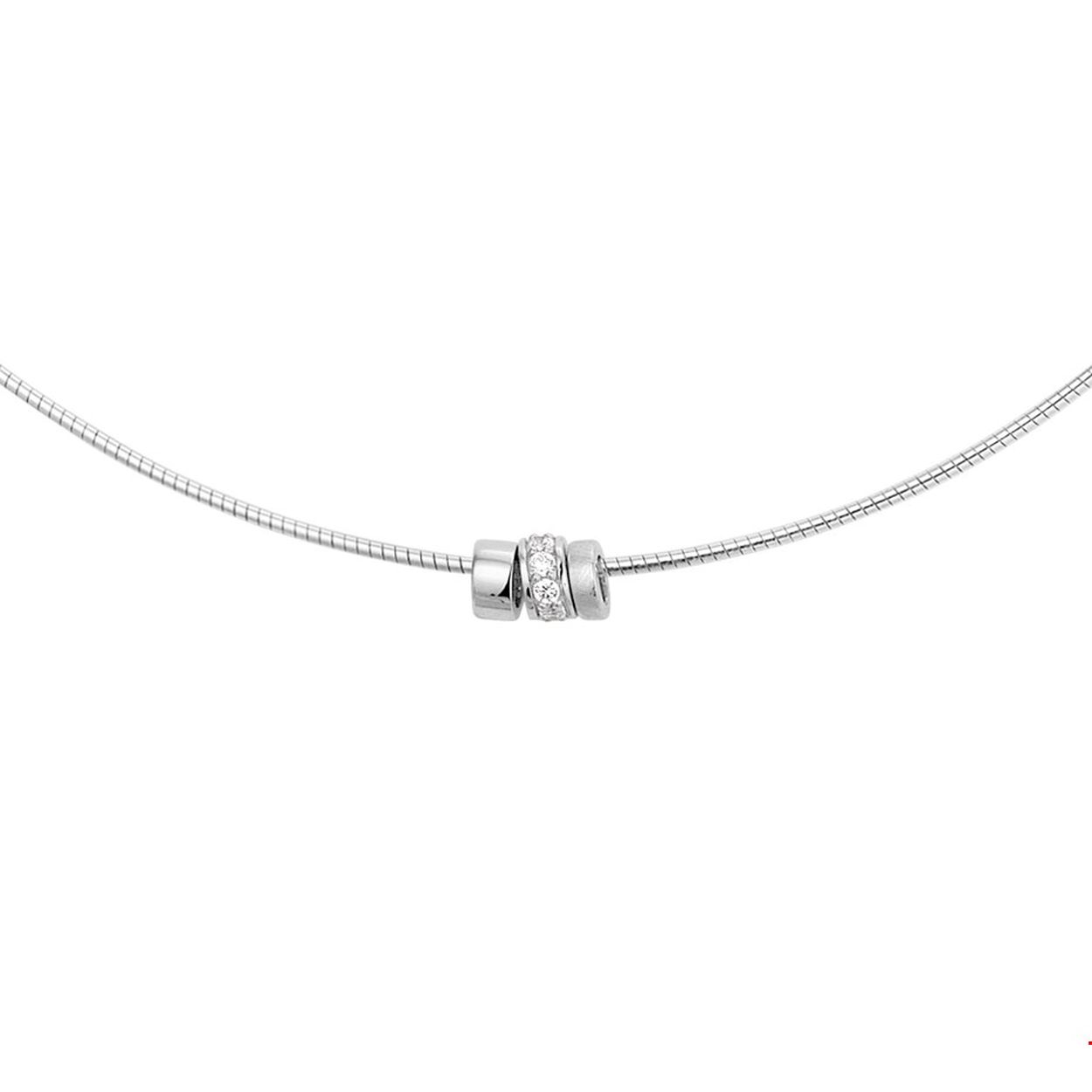 Beschrijving: Chique gerhodineerd zilveren 1.5mm breed omega collier van 42+3cm uitgevoerd met drie losse beads van 6x8mm. Een van de beads is uitgevoerd met een luxe rijzetting van briljant geslepen zirkonia. Door het simplistische design is dit collier perfect te combineren met andere sieraden uit onze collectie of vanuit je eigen stash!. INFO: Gerhodineerd zilver is door de rhodiumlaag beter bestand tegen verkleuren en krassen.
Verpakt per: 1
Doelgroep: dames
Breedte: 8 mm
Kortste lengte: 42 mm
Langste lengte: 45 mm
Hoogte: 6 mm
Zetting: entourage (rijzetting)