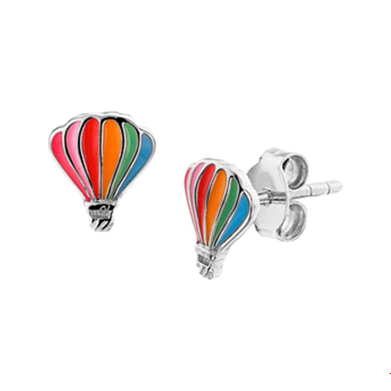 Beschrijving: Deze super leuke en vrolijk gekleurde luchtballon oorknoppen zijn uitgevoerd in gerhodineerd zilver en emaille in verschillende kleuren. De oorknoppen hebben een afmeting van 7.5x6.5mm en hebben een poli afwerking. De oorknoppen zijn te combineren met bijpassende sieraden uit onze collectie om zo een kleurrijke set te maken!. Tip: Leuk om kado te geven aan stoere meiden die willen stralen met hippe sieraden. INFO: Gerhodineerd zilver is door de rhodiumlaag beter bestand tegen verkleuren en krassen.