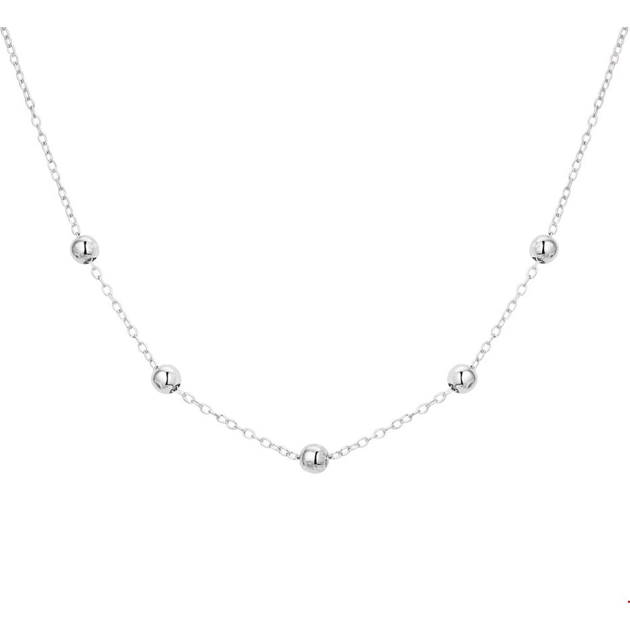 Fijn gerhodineerd zilveren collier met een 1.2mm anker schakel en draaglengtes van40 42 en 44cm. Het collier is uitgevoerd met vijf bolletjes van 3.5mm met een poli afwerking. Tip: Combineer deze armband met bijpassende sieraden uit onze collectie en maak zo een mooie set. INFO: Gerhodineerd zilver is door de rhodiumlaag beter bestand tegen verkleuren en krassen.
Doelgroep: dames
Kortste lengte: 40 cm
Langste lengte: 44 cm