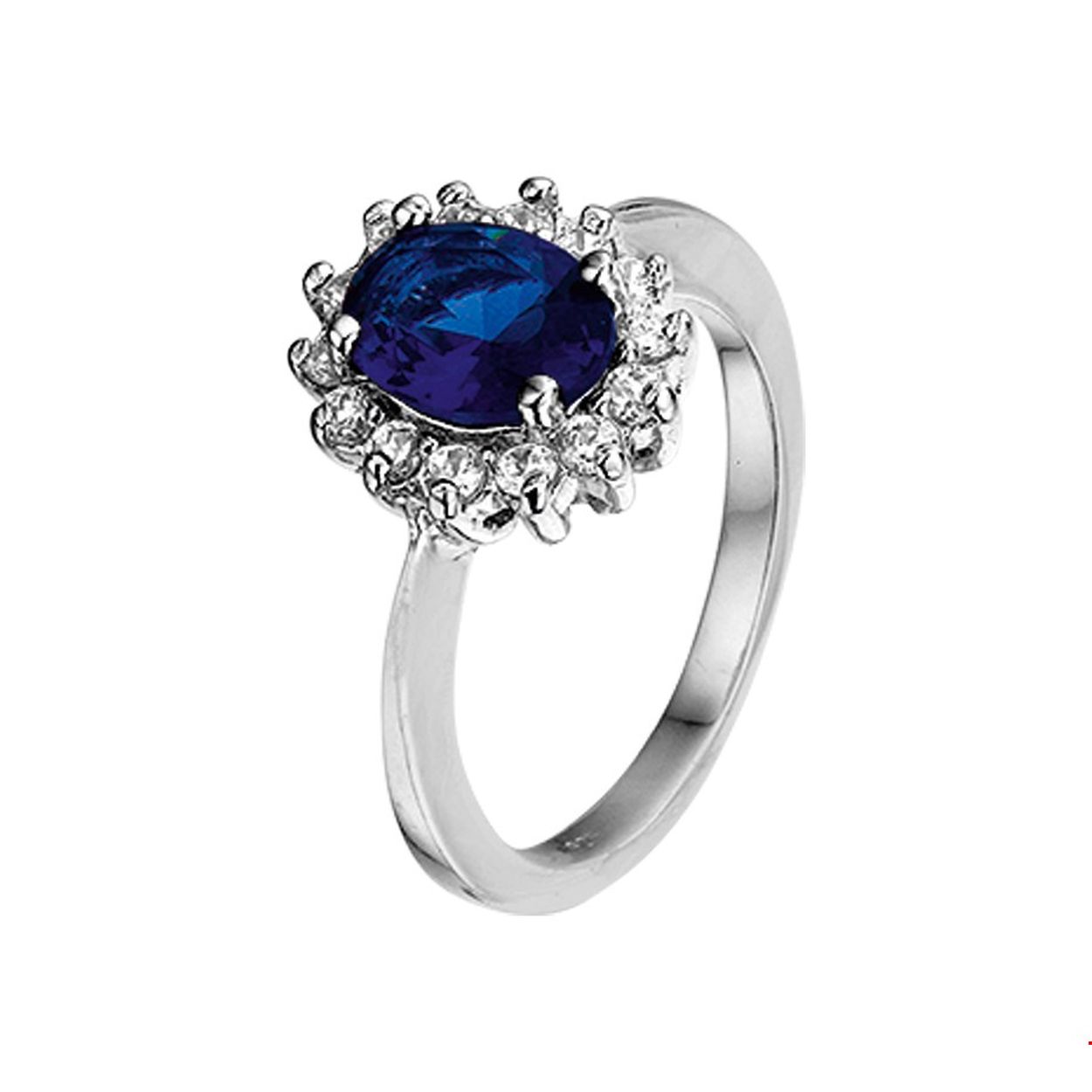 Gerhodineerd zilveren ring met synthetische saffier en zirkonia.
Ringmaat: 16.50 mm (52)
Breedte: 11 mm