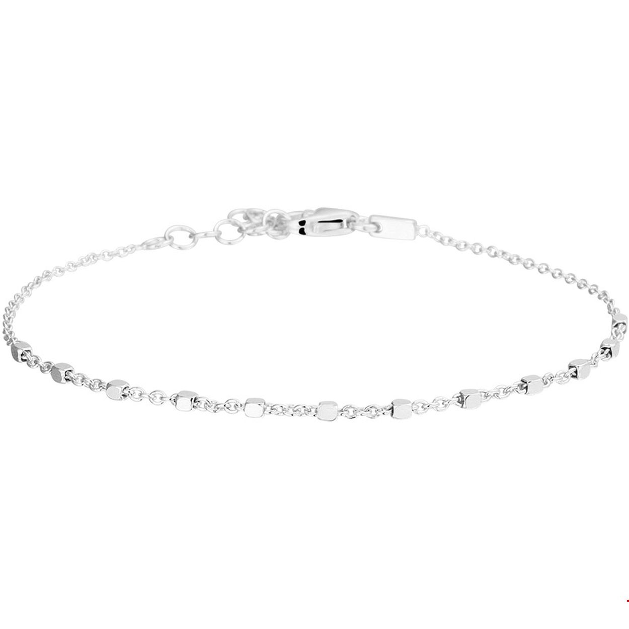 Gerhodineerd zilveren 1.2mm anker armband met een lengte van 16cm en een extensie van 3 cm uitgevoerd met blokjes van 1.5mm. De armband is te combineren met bijpassende sieraden uit onze collectie. Info: Gerhodineerd zilver is door de rhodiumlaag beter bestand tegen verkleuren en krassen.