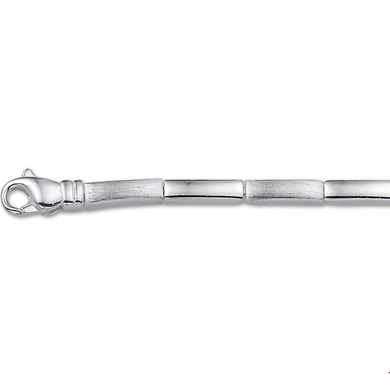 Beschrijving: Gerhodineerd zilveren armband met een poli/matte afwerking. 
Doelgroep: dames
Breedte: 3.5 mm
Langste lengte: 18.5 cm