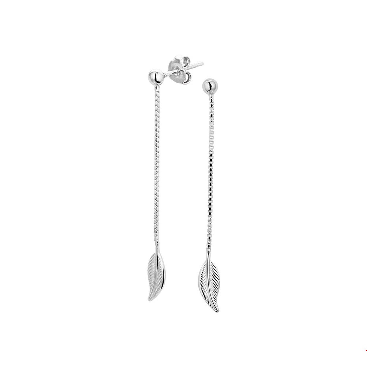 Beschrijving: Gerhodineerd zilveren oorhangers met een totale hoogte van 4.7cm en bol van 3mm uitgevoerd met trendy veren van 12.5x4.5mm verbonden door een venetiaanse schakel van 1mm.
Verpakt per: 1
Doelgroep: dames
Breedte: 4.5 mm
Hoogte: 47 mm