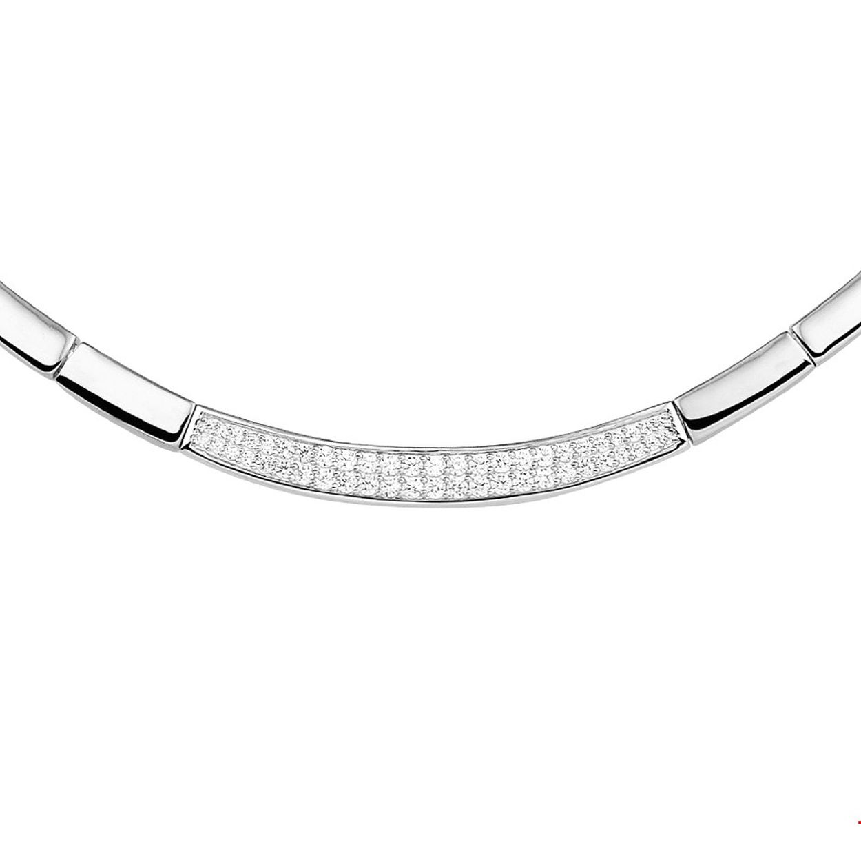Beschrijving: Chique gerhodineerd zilveren collier met een breedte van 6.5mm en een lengte van 43cm en een extensie van 3cm uitgevoerd met een luxe pave van briljant geslepen zirkonia. De schitterende blinkende zirkonia stenen in combinatie met het stijlvolle design geven subtiel een portie glamour aan elke outfit.
Verpakt per: 1
Doelgroep: dames
Breedte: 6.5 mm
Kortste lengte: 43 mm
Langste lengte: 46 mm
Zetting: pave