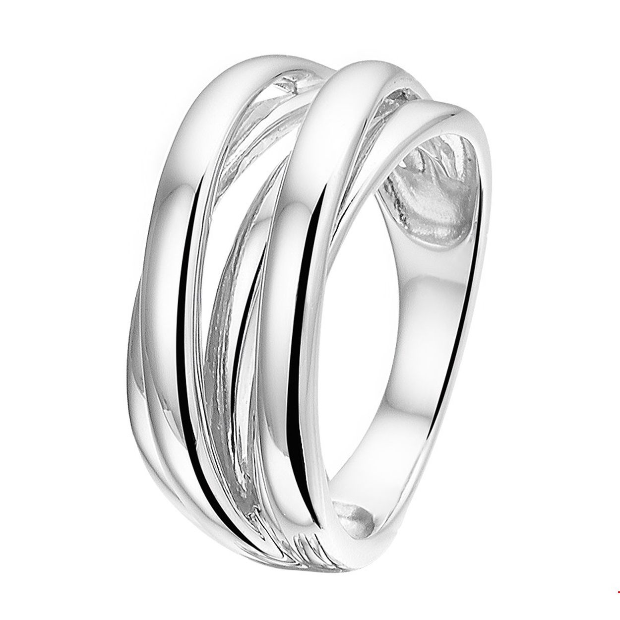 Gerhodineerd zilveren ring met een breedte van 10mm.