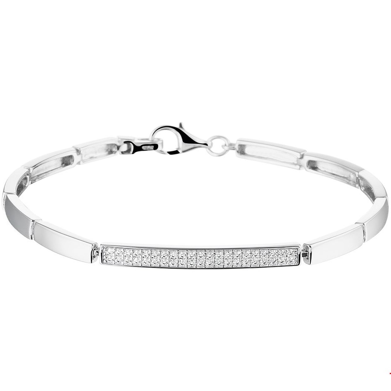 Gerhodineerd zilveren 5mm brede armband met een lengte van 18.5cm uitgevoerd met een luxe pave van briljant geslepen zirkonia. De armband is te combineren met bijpassende sieraden uit onze collectie.
Doelgroep: dames
Breedte: 5 mm
Langste lengte: 18.5 mm
Zetting: pave