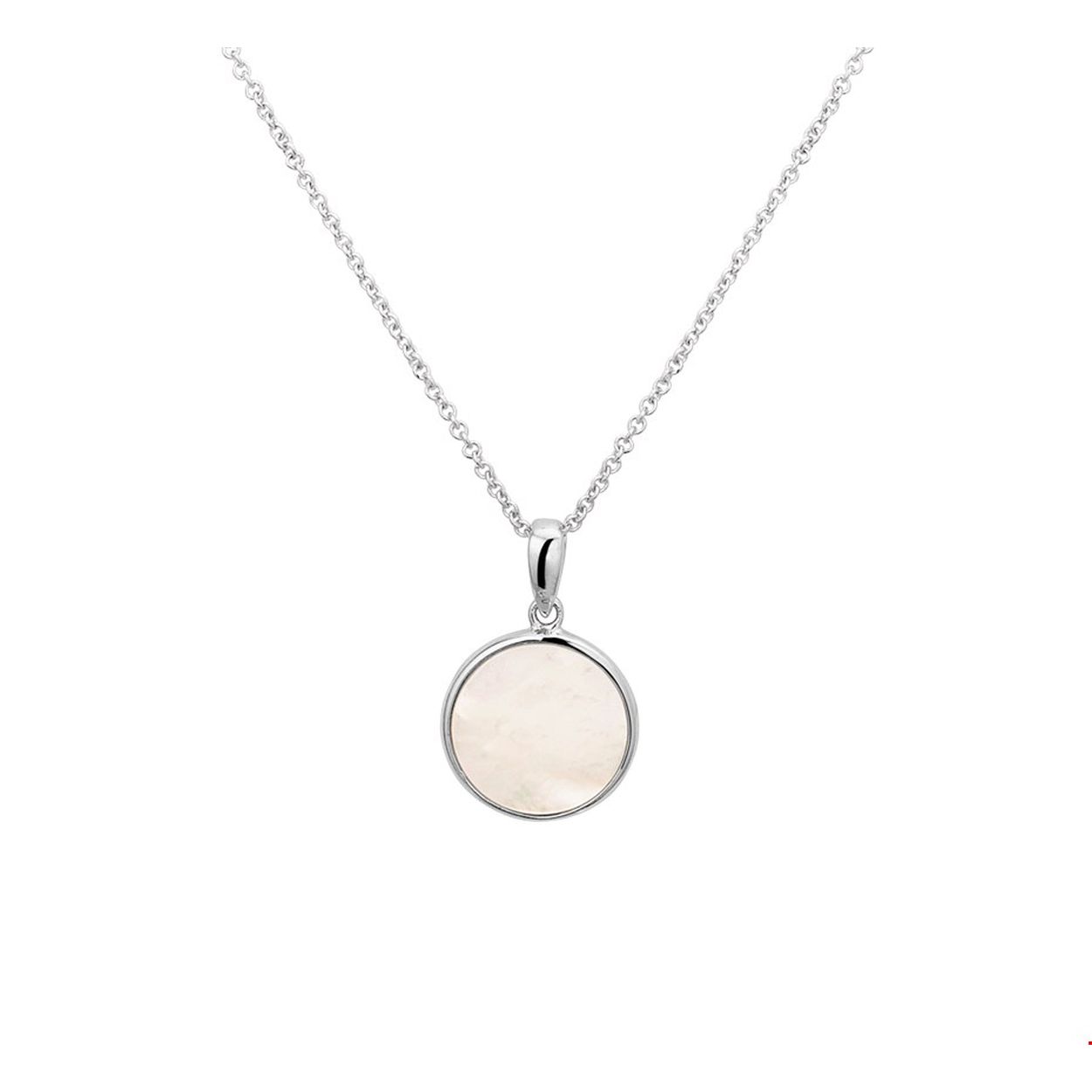 Stijlvol gerhodineerd 925 zilveren 1.3mm anker collier met een lengte van 42cm en een extensie van 3cm uitgevoerd met parelmoer in een zetkast van 13.5mm. Het collier heeft een karabijn sluiting en is te combineren met bijpassende parelmoer sieraden uit onze collectie.