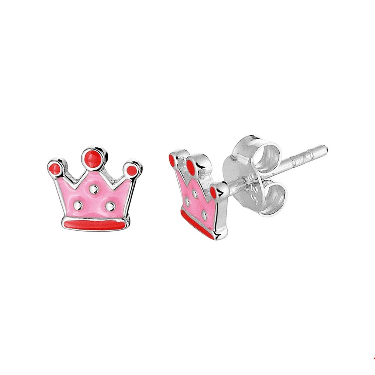 Beschrijving: Gerhodineerd zilveren kroon oorknoppen uitgevoerd met rood en roze emaille. De oorknoppen hebben een afmeting van 5.6x7.7mm. Tip: Combineer deze oorknoppen met bijpassende sieraden uit onze collectie en maak zo een schitterende set!.
Doelgroep: kinderen
Breedte: 6.8 mm
Hoogte: 6.3 mm