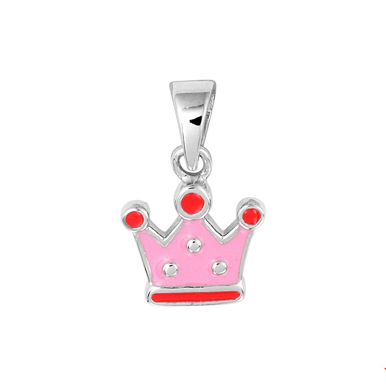 Beschrijving: Gerhodineerd zilveren kroon hanger uitgevoerd met rood en roze emaille en stevig hangoog. De hanger heeft een totale hoogte van 1.5cm en de hanger is 10.x8.8mm.
Doelgroep: kinderen
Breedte: 8.8 mm
Hoogte: 15 mm