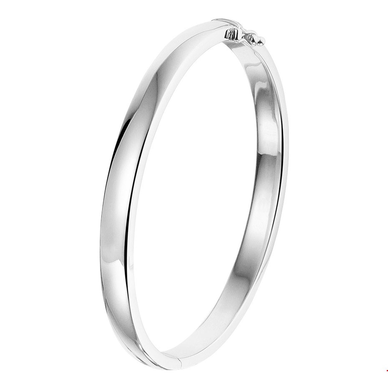Moderne gerhodineerd zilveren slavenband van 60x6mm uitgevoerd met een stevige scharnier sluiting. Door het strakke design is deze slavenband gemakkelijk te combineren met andere sieraden uit onze collectie.