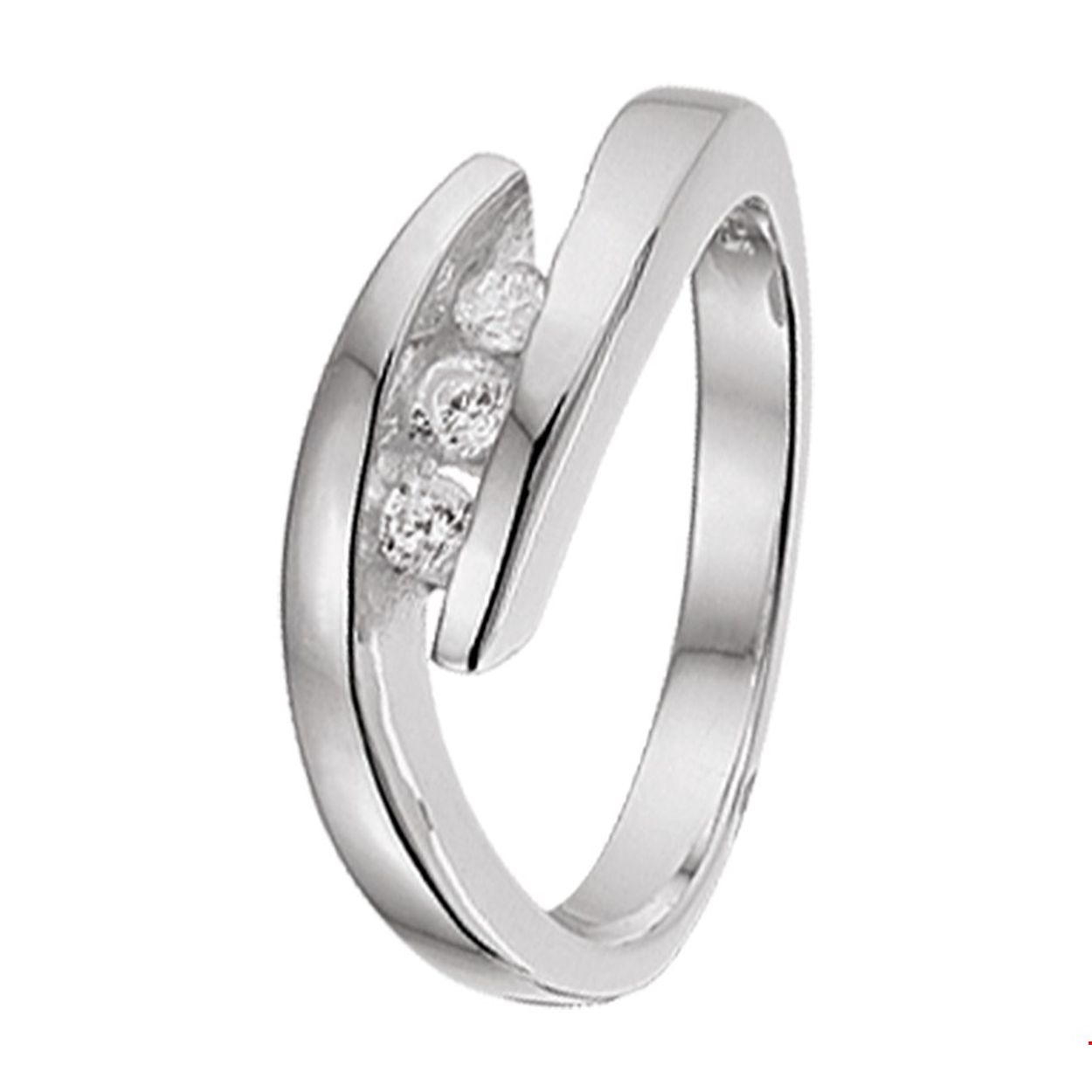Beschrijving: Gerhodineerd zilveren ring met zirkonia. 
Uniekenummer serie: 28174
Verpakt per: 1
Doelgroep: dames
Ringmaat: 17.00 mm (53)
Breedte: 7 mm
Zetting: entourage (rail zetting)